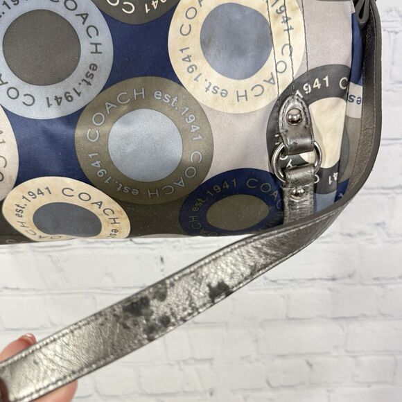 Coach Alexandra Blue Sateen Snaphead Print Large Shoulder Crossbody Logo Bag - Picture 9 of 16